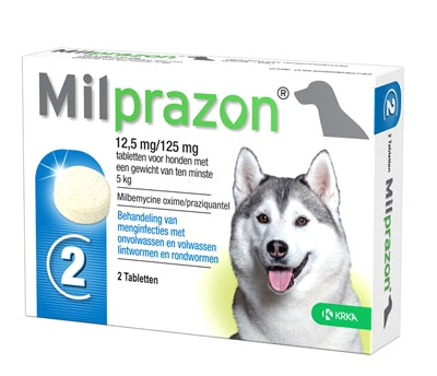 Krka Milprazon Ontwormingstabletten Hond >0,5 Kg 2,5 Mg/25 Mg 4 Tbl