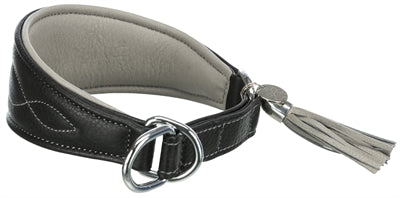 Trixie Halsband Hond Active Comfort Voor Windhonden Leer Zwart / Grijs