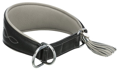 Trixie Halsband Hond Active Comfort Voor Windhonden Leer Zwart / Grijs