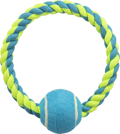 Trixie Touwring Met Tennisbal Lime/Blauw