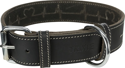 Trixie Halsband Hond Rustic Vetleer Heartbeat Zwart