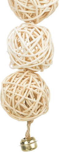 Trixie 3 Rotan Ballen Met Bel Aan Touw Naturel 24 Cm