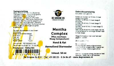 De Groene Os Mentha Complex Hond / Kat