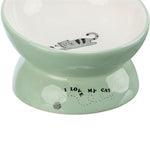 Trixie Voerbak / Drinkbak Kat Verhoogd Keramiek Salie / Wit 150 Ml 13 Cm