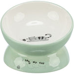 Trixie Voerbak / Drinkbak Kat Verhoogd Keramiek Salie / Wit 150 Ml 13 Cm