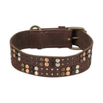 Trixie Halsband Hond Rivet Rustic Vetleer Donkerbruin S-M 34-40X3 Cm