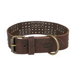 Trixie Halsband Hond Rivet Rustic Vetleer Donkerbruin S-M 34-40X3 Cm