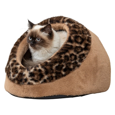 Trixie Kattenmand Iglo LeoSoft Pluche Bruin / Panterprint 35X41X26 Cm