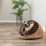 Trixie Kattenmand Iglo LeoSoft Pluche Bruin / Panterprint 35X41X26 Cm
